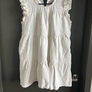 Arula White Denim Dress (Ruffled Sleeves)